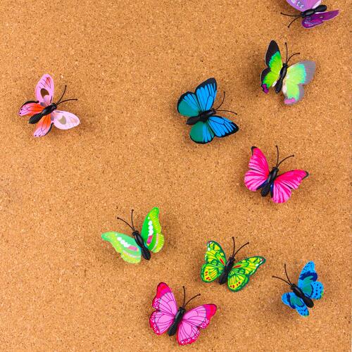 Amazon cross-border best-selling creative PVC simulated butterfly thumbtacks cork board fixed push-pin wall decoration diy