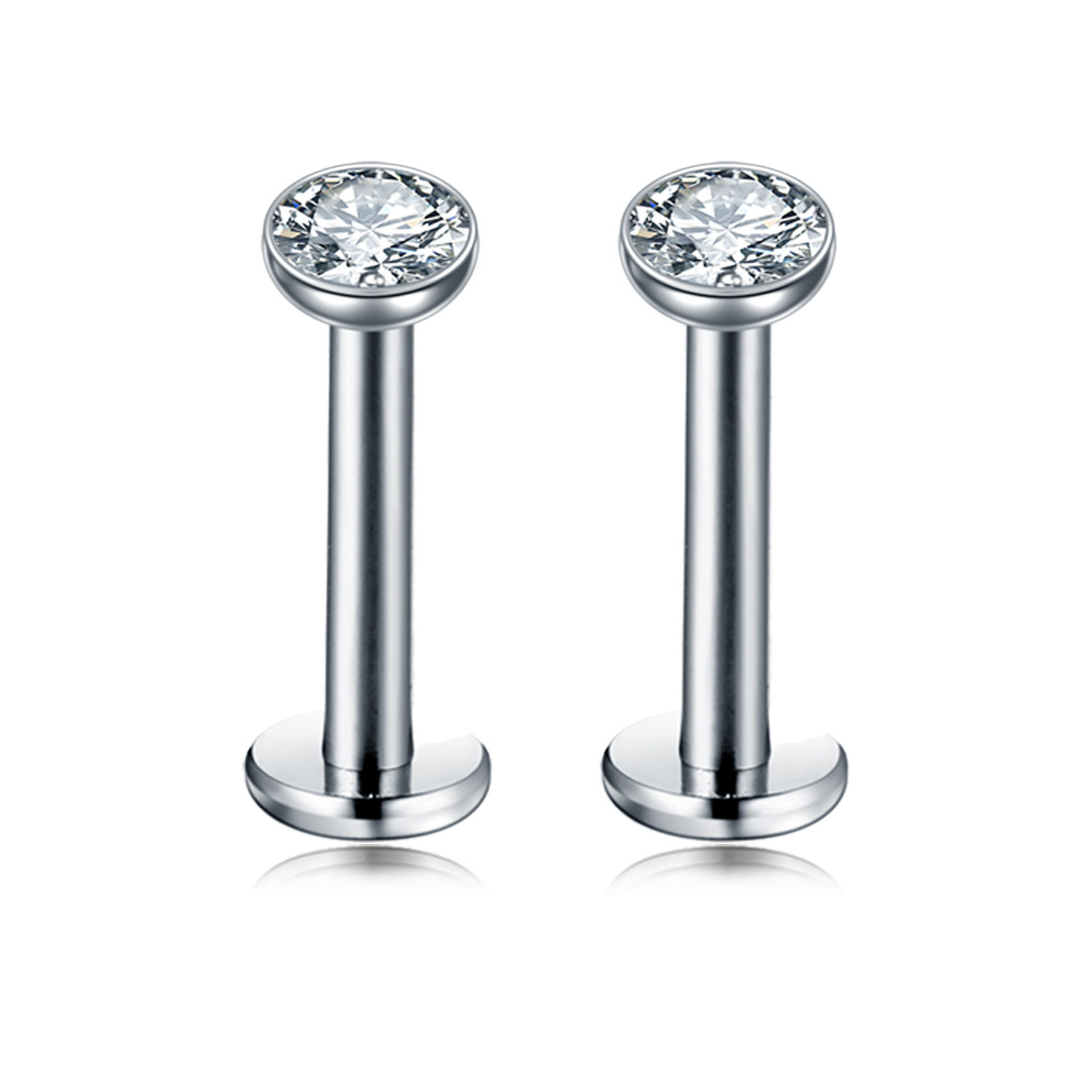 Leppepiercing i rustfritt stål med zirkonia hjerte og stjerne_voghion.com
