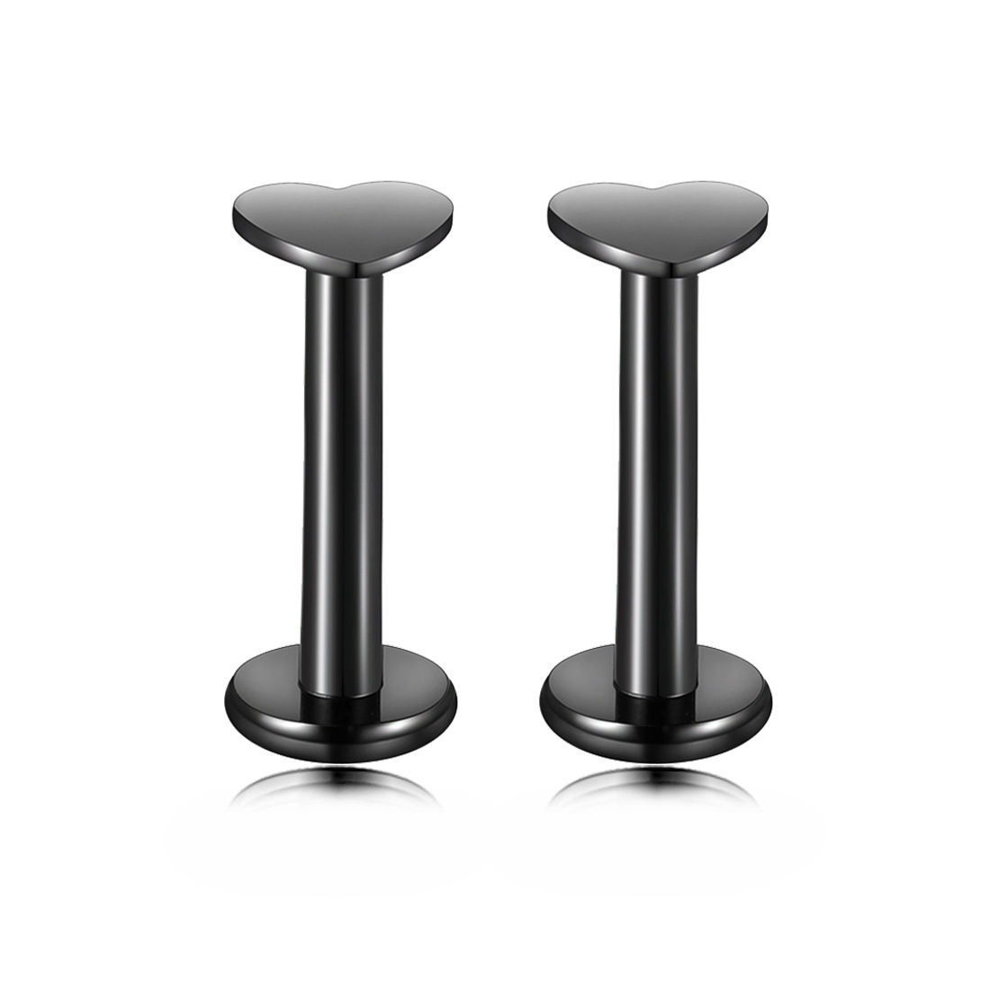 Leppepiercing i rustfritt stål med zirkonia hjerte og stjerne_voghion.com