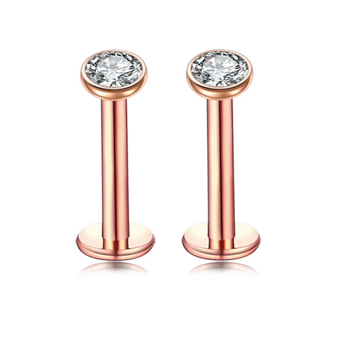 Leppepiercing i rustfritt stål med zirkonia hjerte og stjerne_voghion.com