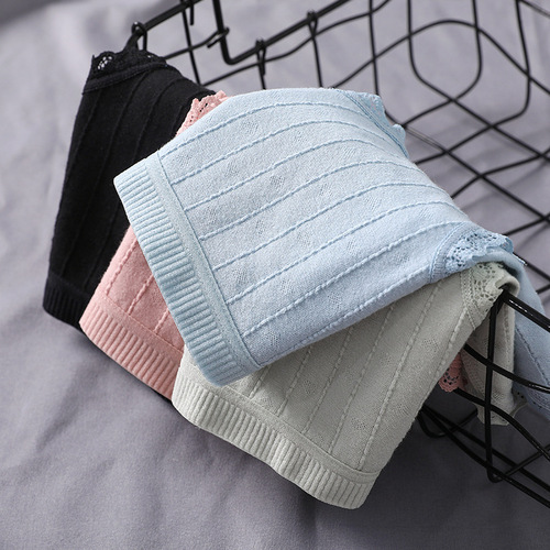 Pure cotton women's underwear women's pure cotton 100% cotton antibacterial mid-waist low girl's seamless large size lace girl's triangle