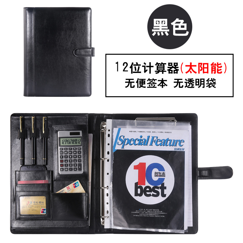 Fabricante A4 de hojas sueltas carpeta Gerente de material con cremallera bolsa de oficina de negocios CONTRATO DE firma tablero clip de cuero