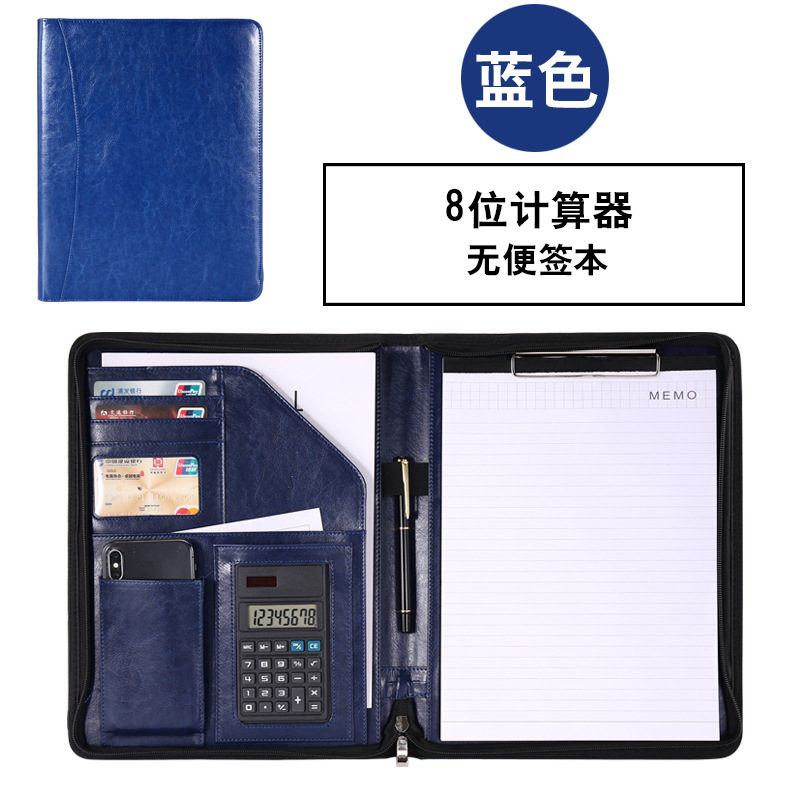 Fabricante A4 de hojas sueltas carpeta Gerente de material con cremallera bolsa de oficina de negocios CONTRATO DE firma tablero clip de cuero