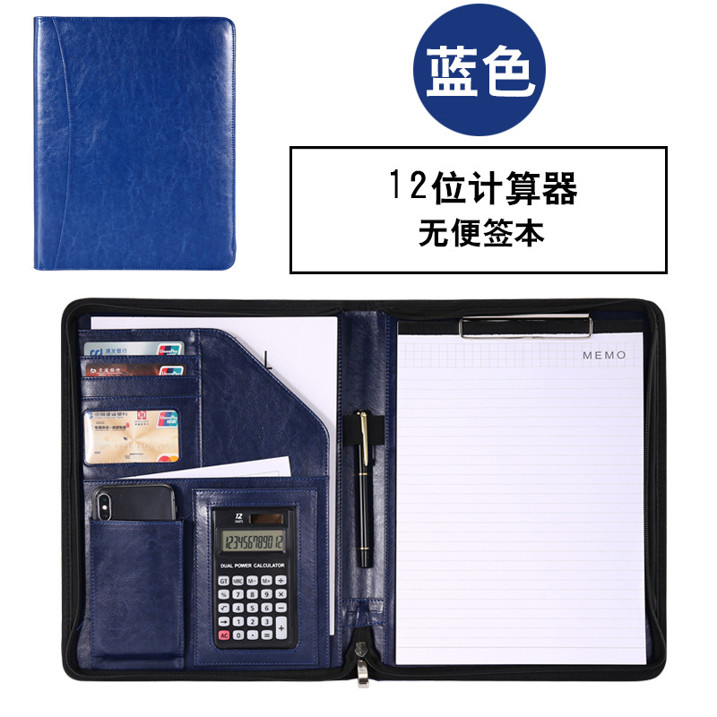 Fabricante A4 de hojas sueltas carpeta Gerente de material con cremallera bolsa de oficina de negocios CONTRATO DE firma tablero clip de cuero