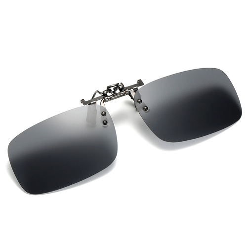 Factory direct sale polarized sunglass clips with metal fold-up feature, ultra-light black sunglasses, specifically designed for drivers and fishing enthusiasts.