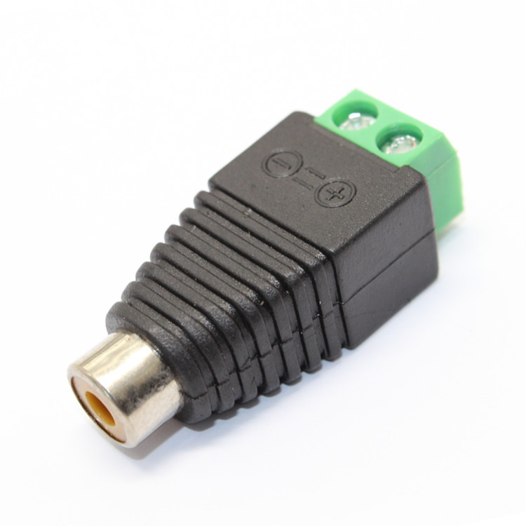 CCTV连接头AV音频母 绿色端子免焊RCA母插 监控音频接头Connector