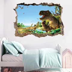 Kunshang Cross-border New 3D Breaking Wall Dinosaur Playground Bedroom Living Room Children's Room Wall Sticker Decorative Painting KS6691