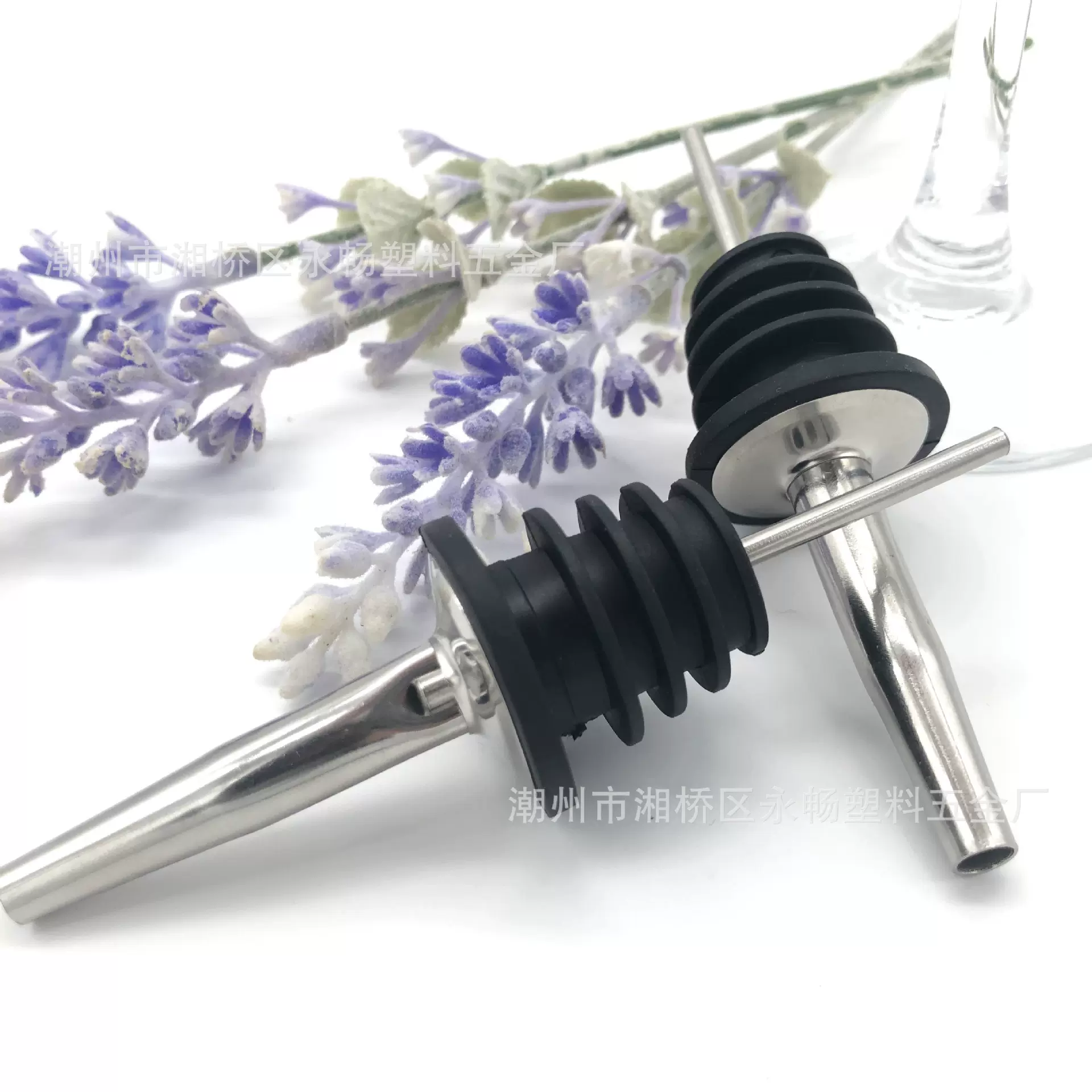 厂家直销不锈钢酒嘴红酒倒酒器鸡尾酒调酒器带防尘帽酒瓶塞可logo