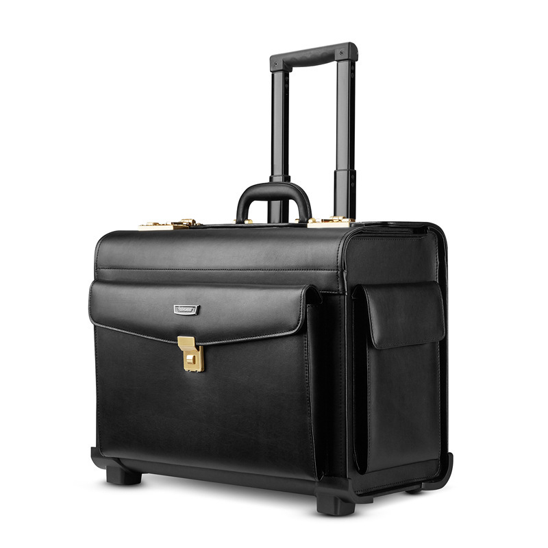 Cowhide Business Air Case Multifunctional Captain Trolley Case Computer Case Boarding Case Suitcase Luggage Case