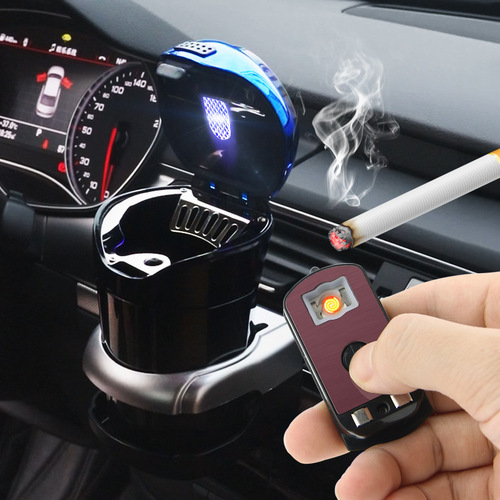 Creative Car Accessories Multi-functional Ashtray Hanging with Cover LED Car Light Universal Personality Car Ashtray