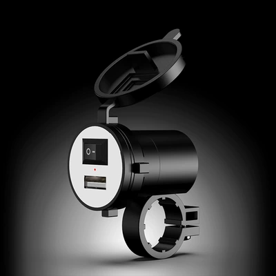 Motorcycle pedal electric car usb charger with switch 12v charger mobile phone multifunctional waterproof car charger modification (Mobil şarj cihazları) - type-b-round-charger-black