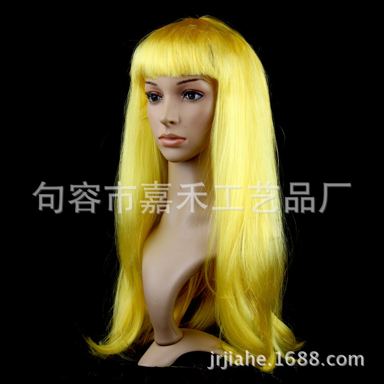 Comercio electrónico transfronterizo color micro-volumen flequillo Peluca de pelo largo y recto Reunión anual de Navidad vestir conjunto de cabello de color