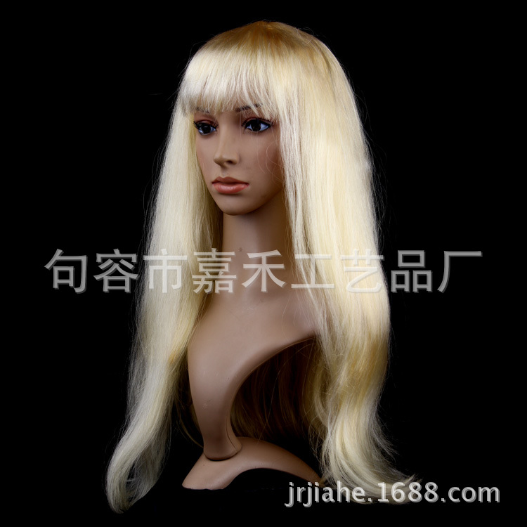 Comercio electrónico transfronterizo color micro-volumen flequillo Peluca de pelo largo y recto Reunión anual de Navidad vestir conjunto de cabello de color