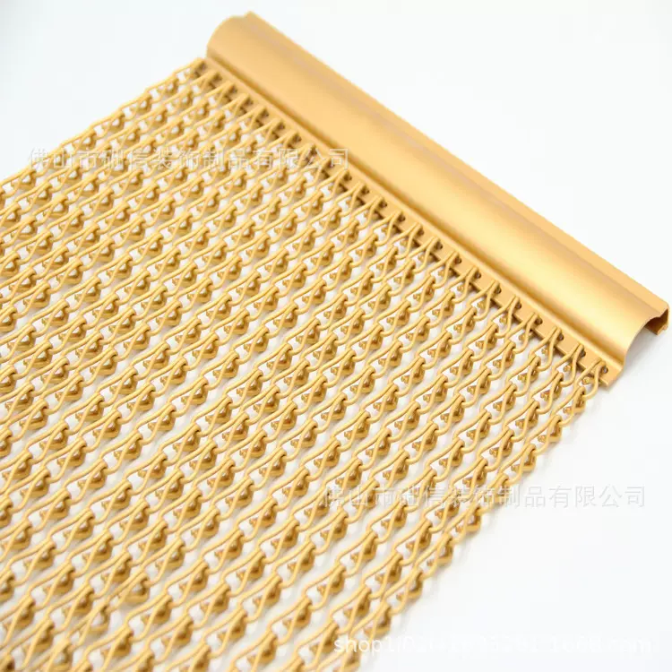 础信装饰 跨境供金属装饰丝网帘  铝质双勾链金属防蚊蝇门窗帘