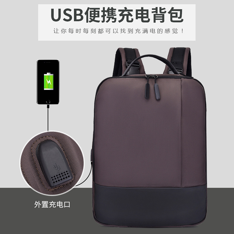 Transfronteriza nueva mochila casual USB mochila Mochila De La computadora de negocios impreso IOGO bolso simple