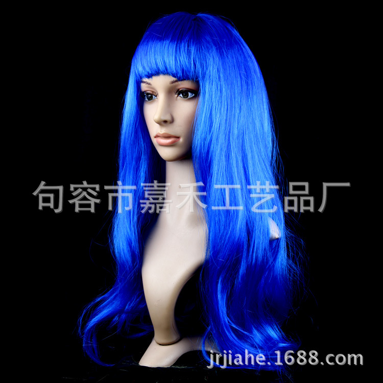 Comercio electrónico transfronterizo color micro-volumen flequillo Peluca de pelo largo y recto Reunión anual de Navidad vestir conjunto de cabello de color