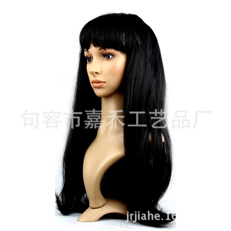 Comercio electrónico transfronterizo color micro-volumen flequillo Peluca de pelo largo y recto Reunión anual de Navidad vestir conjunto de cabello de color