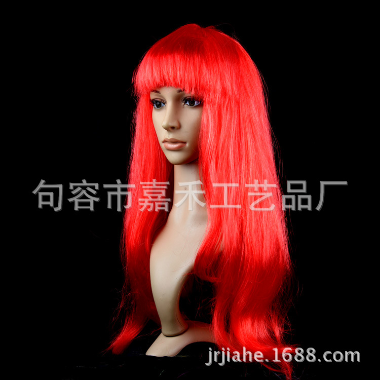 Comercio electrónico transfronterizo color micro-volumen flequillo Peluca de pelo largo y recto Reunión anual de Navidad vestir conjunto de cabello de color