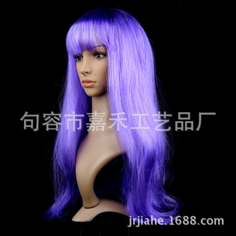 Comercio electrónico transfronterizo color micro-volumen flequillo Peluca de pelo largo y recto Reunión anual de Navidad vestir conjunto de cabello de color