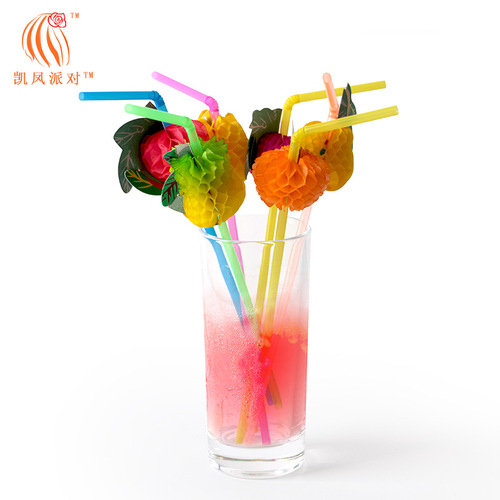 Kai Feng Party Holiday Party Table Setting Props Honeycomb Flamingo Pineapple Fruit Pick Bar Decoration Straws