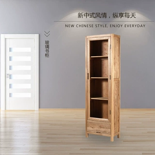 预售玻璃实木书柜 顺和天津家具厂 老榆木书橱书房置物柜厂家定制