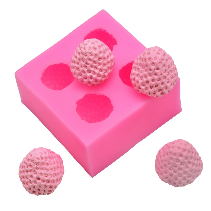 Silicone Strawberry Mold, 3D Acrylic-Style, Food-Grade, 4 Cavities, Pink Semi-Transparent