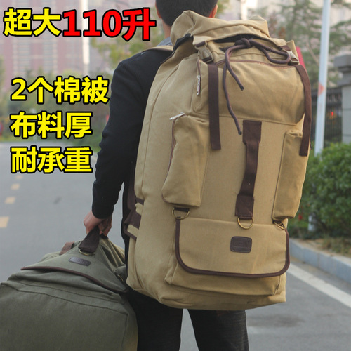 110L super large capacity canvas backpack for men travel large backpack outdoor mountaineering travel work luggage bag rucksack