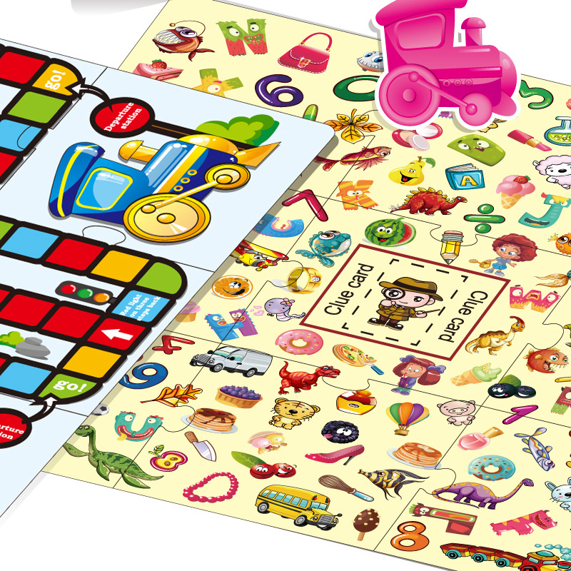 Comercio exterior nuevo tren infantil ajedrez cerebro juego de batalla inglés 2 en 1 pequeño detective juegos de mesa 88pc