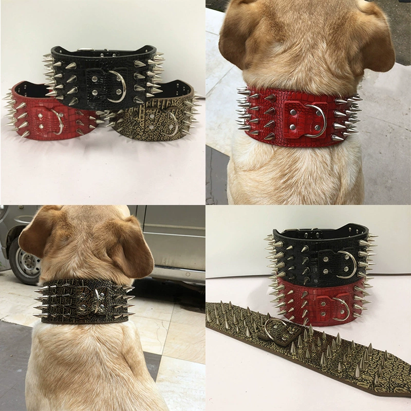 Супер властный ошейник шириной 7,5 см ошейник с золотыми заклепками ошейник немецкий ошейник для Лабрадора Му против укусов