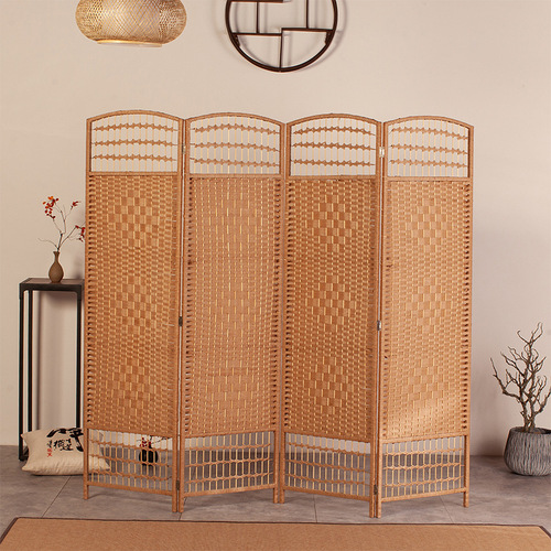 Wicker partition screen, antique grass weaving handmade living room partition, entrance hall folding screen, dining room indoor classical screen 