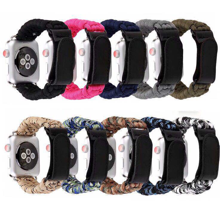 Suitable for Apple Watch7 6 5 Outdoor Paracord Braided Velcro iWatch Life-Saving Rope Strap