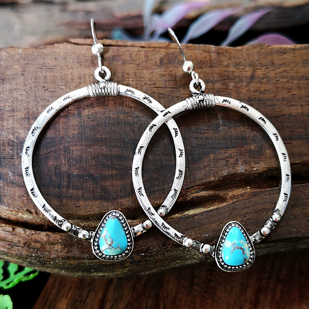 荣钰 Retro turquoise creative earrings for eyelashes handmade, wish, European style