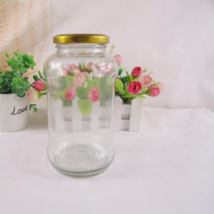 厂家直销750ml圆形豆瓣酱玻璃瓶 酱菜果酱瓶玻璃罐头蜂蜜瓶