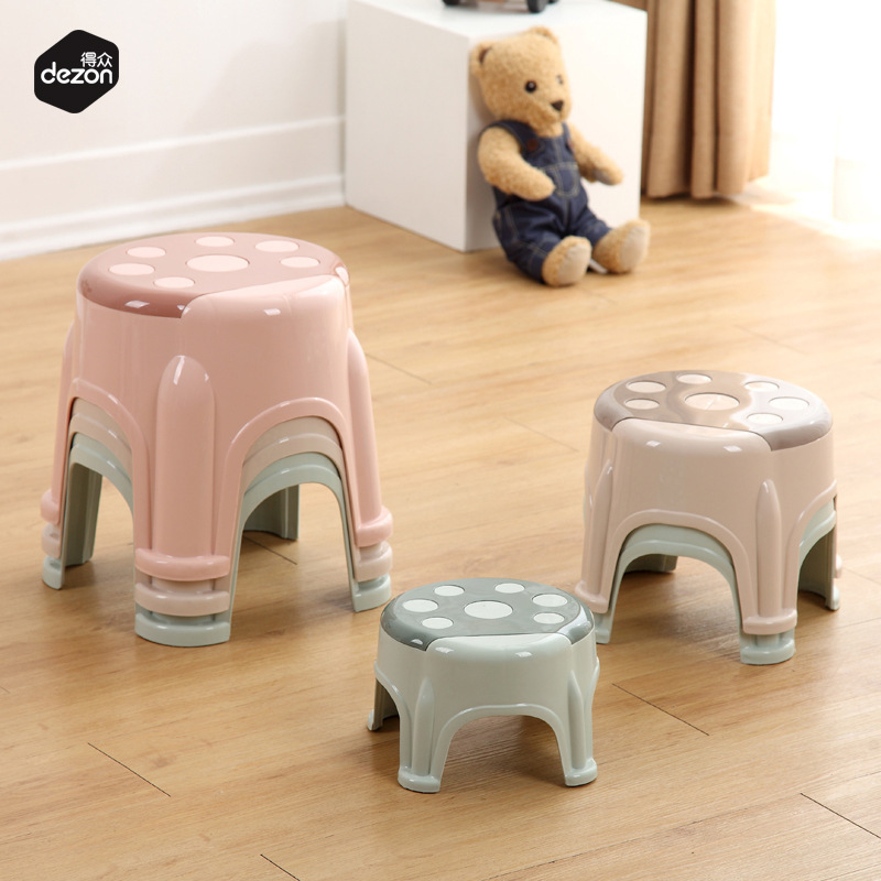 Plastic Small Stool Bench Household Children's Stool Thickened Cartoon Foot Anti-slip Rubber Stool Pedal Baby Bathing Low Stool