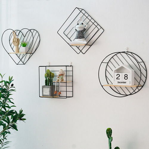 Nordic wrought iron storage rack without punching bathroom wall storage rack home living room room bedroom wall decoration rack