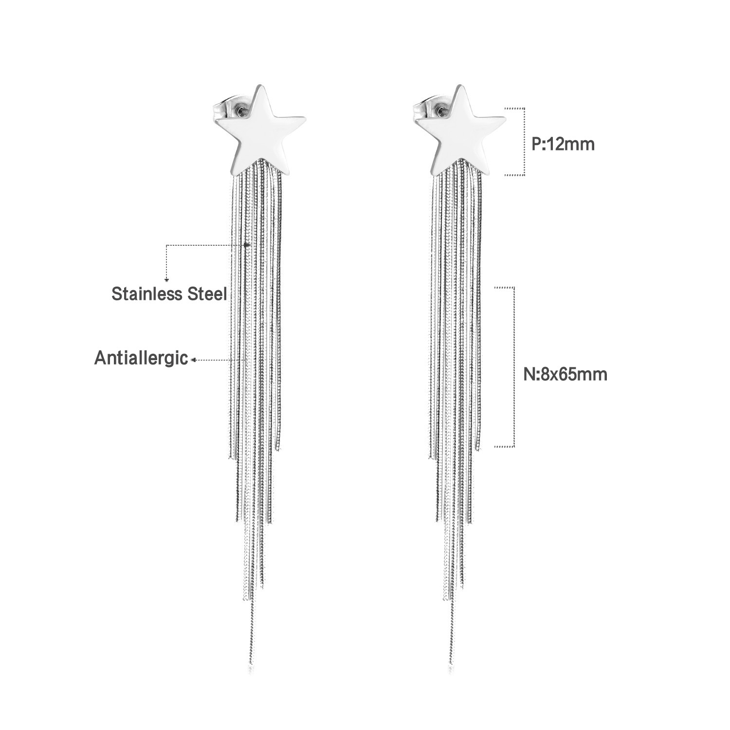 Pendientes europeos y americanos Luz de lujo de alta calidad larga cadena de acero inoxidable nicho retro geométrico transfronterizo especial borla pendientes