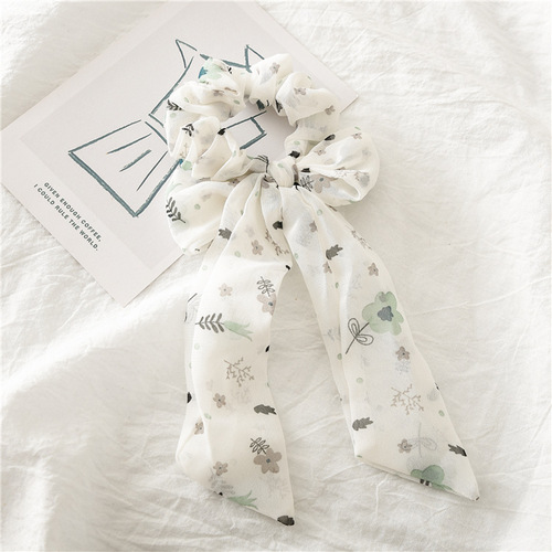Three-state new chiffon floral bow large intestine headband cross-border female ponytail hair streamer hairband