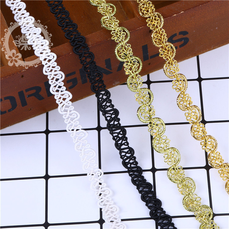 现货供应小香风人字边蜈蚣边 龙凤边 花边织带 涤纶花边颈链DIY手