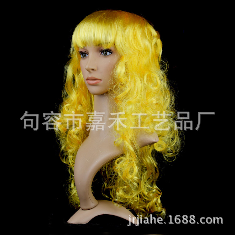 Cross-border e-commerce Halloween Navidad mascarada de vestir pasarela colorido gran ola peluca conjunto