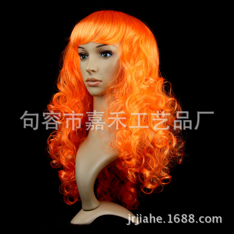 Cross-border e-commerce Halloween Navidad mascarada de vestir pasarela colorido gran ola peluca conjunto