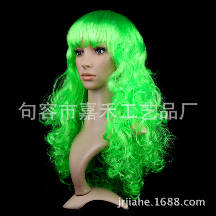 Cross-border e-commerce Halloween Navidad mascarada de vestir pasarela colorido gran ola peluca conjunto