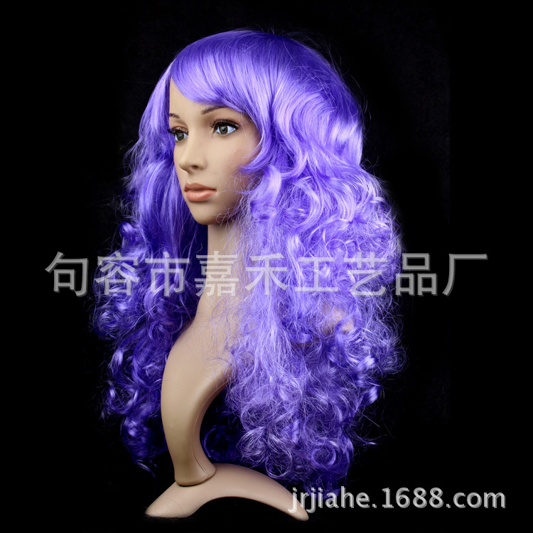 Cross-border e-commerce Halloween Navidad mascarada de vestir pasarela colorido gran ola peluca conjunto