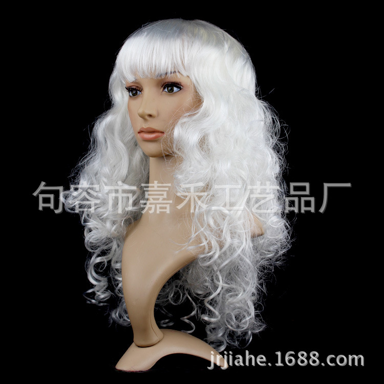 Cross-border e-commerce Halloween Navidad mascarada de vestir pasarela colorido gran ola peluca conjunto