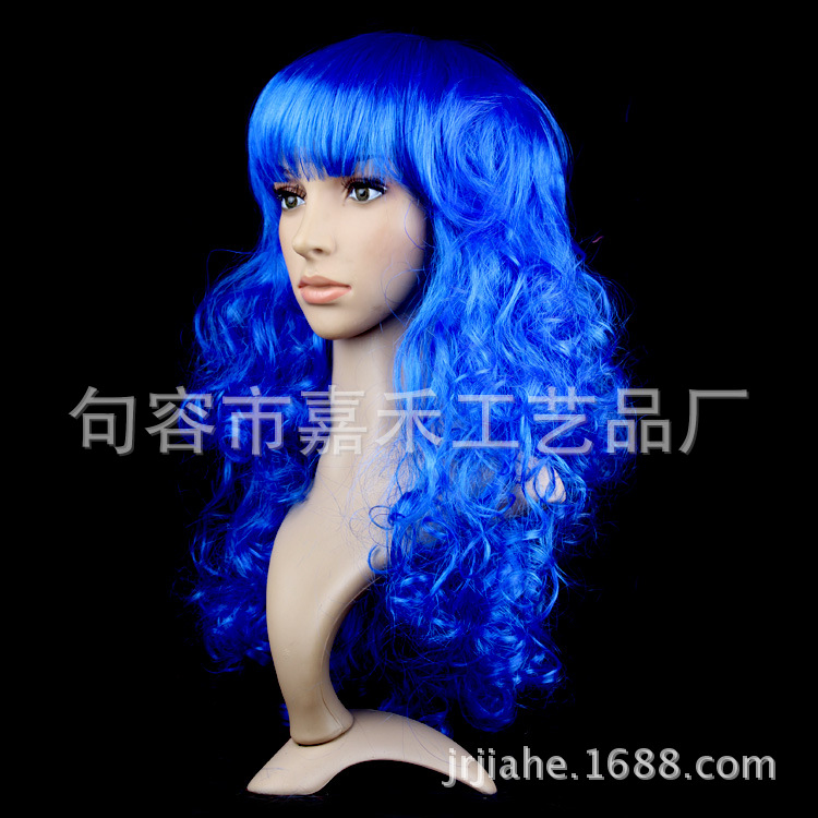 Cross-border e-commerce Halloween Navidad mascarada de vestir pasarela colorido gran ola peluca conjunto