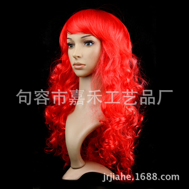 Cross-border e-commerce Halloween Navidad mascarada de vestir pasarela colorido gran ola peluca conjunto