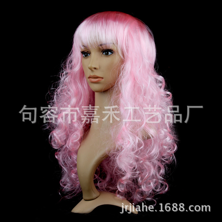 Cross-border e-commerce Halloween Navidad mascarada de vestir pasarela colorido gran ola peluca conjunto