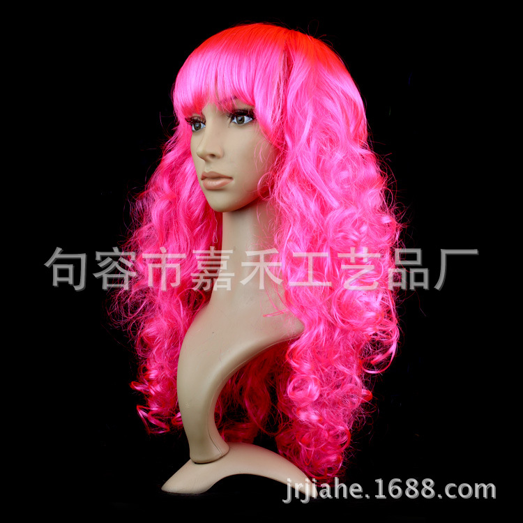 Cross-border e-commerce Halloween Navidad mascarada de vestir pasarela colorido gran ola peluca conjunto