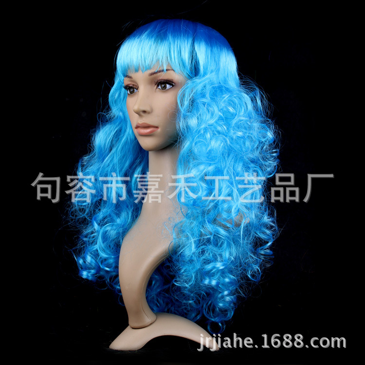 Cross-border e-commerce Halloween Navidad mascarada de vestir pasarela colorido gran ola peluca conjunto