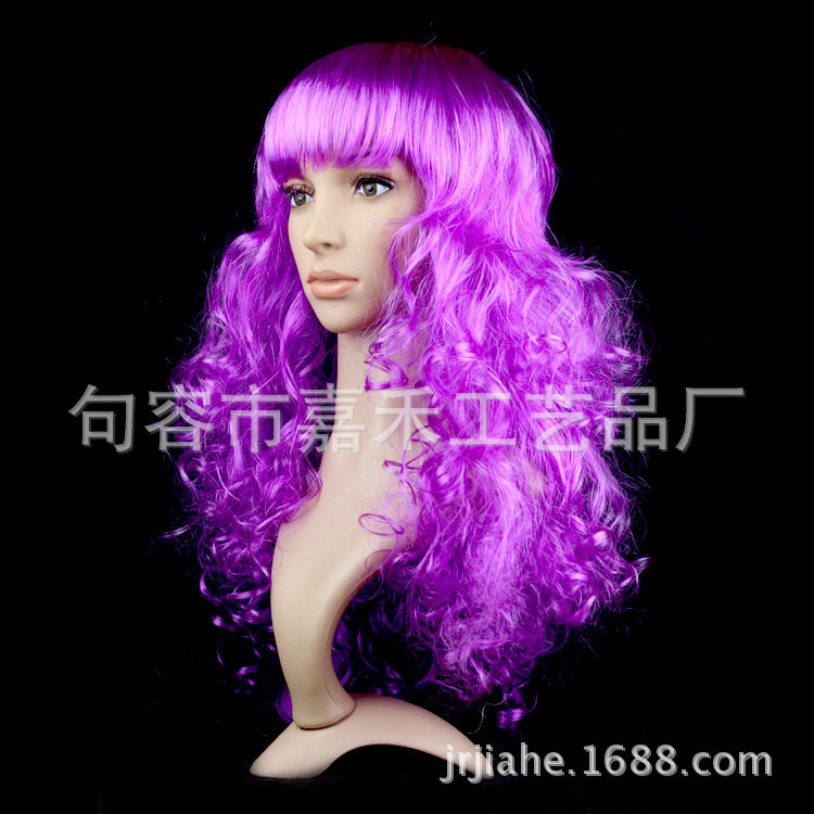 Cross-border e-commerce Halloween Navidad mascarada de vestir pasarela colorido gran ola peluca conjunto