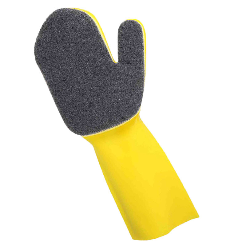 Esfregadora de limpieza guantes de látex cocina lavado tazón limpieza del hogar guantes de goma lavado del hogar Negro